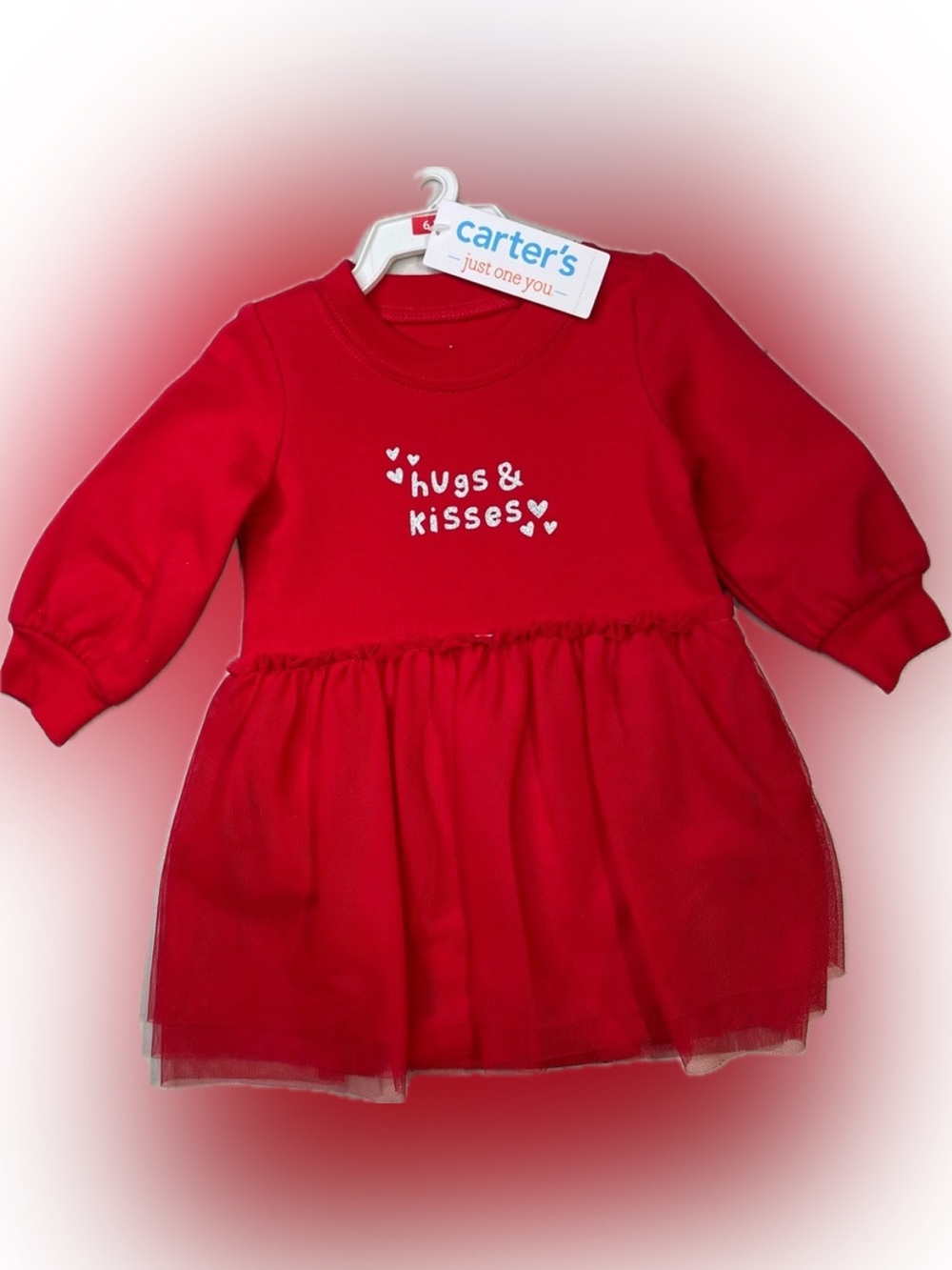 NWT Carter's Red 6 Mot 'Hugs & Kisses' Tulle Dress with White Print